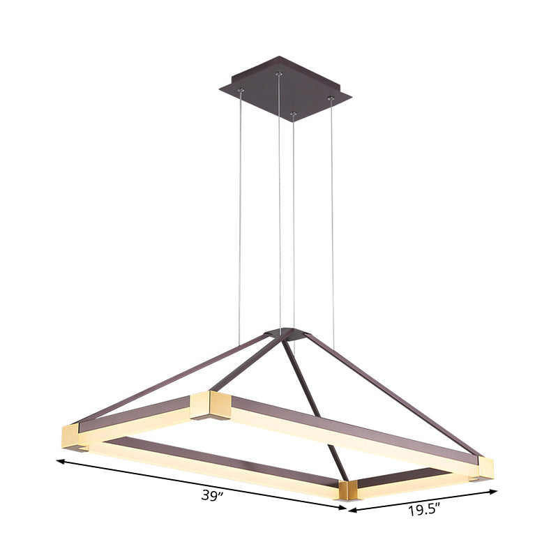 White/Coffee Pyramid-Shape Chandelier Modernist Led 23.5"/31.5"/39" Wide Metal Ceiling Pendant Fixture in White/Warm Light Clearhalo 'Ceiling Lights' 'Chandeliers' 'Modern Chandeliers' 'Modern' Lighting' 232727