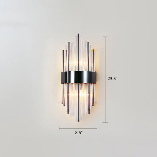 K9 Crystal Sticks Wall Sconce Postmodern 2-Light Wall Mounted Light for Living Room Black 8.5" Clearhalo 'Modern wall lights' 'Modern' 'Wall Lamps & Sconces' 'Wall Lights' Lighting' 2327290