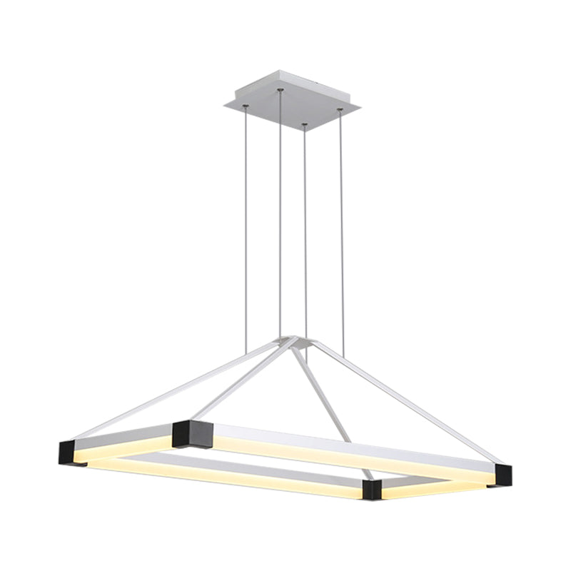 White/Coffee Pyramid-Shape Chandelier Modernist Led 23.5"/31.5"/39" Wide Metal Ceiling Pendant Fixture in White/Warm Light Clearhalo 'Ceiling Lights' 'Chandeliers' 'Modern Chandeliers' 'Modern' Lighting' 232731