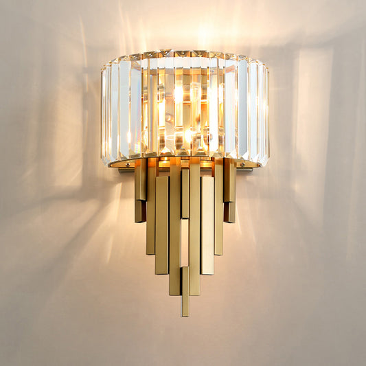 Brass Sticks Wall Sconce Lighting Postmodern 2-Light Crystal Wall Mount Light Fixture Clearhalo 'Cast Iron' 'Glass' 'Industrial' 'Modern wall lights' 'Modern' 'Tiffany' 'Traditional wall lights' 'Wall Lamps & Sconces' 'Wall Lights' Lighting' 2327361