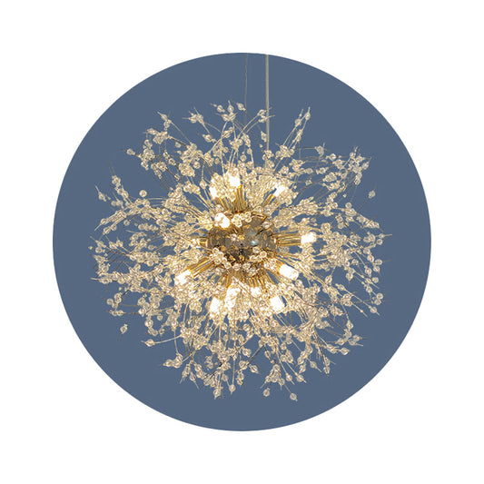 Modern Stylish Dandelion Chandelier Clear Crystal Bead Bedroom LED Ceiling Light in Brass Clearhalo 'Ceiling Lights' 'Chandeliers' 'Clear' 'Industrial' 'Modern Chandeliers' 'Modern' 'Tiffany' 'Traditional Chandeliers' Lighting' 2327413