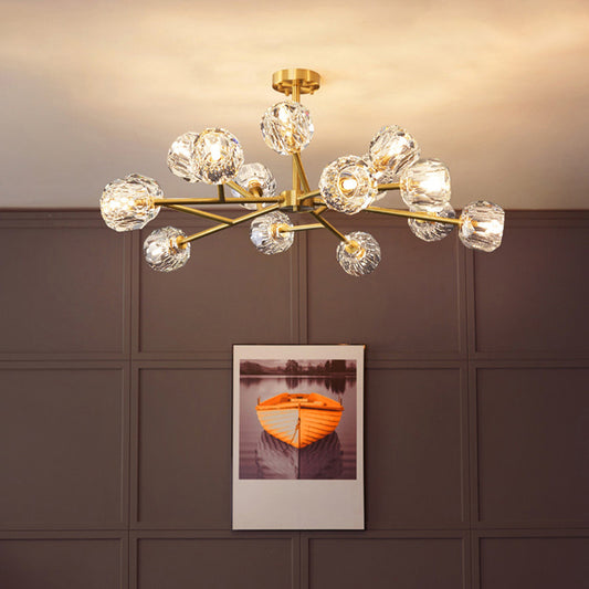 Postmodern Style Chandelier Brass Tree Branch Pendant Light with Crystal Ball Shade Clearhalo 'Ceiling Lights' 'Chandeliers' 'Modern Chandeliers' 'Modern' Lighting' 2327434
