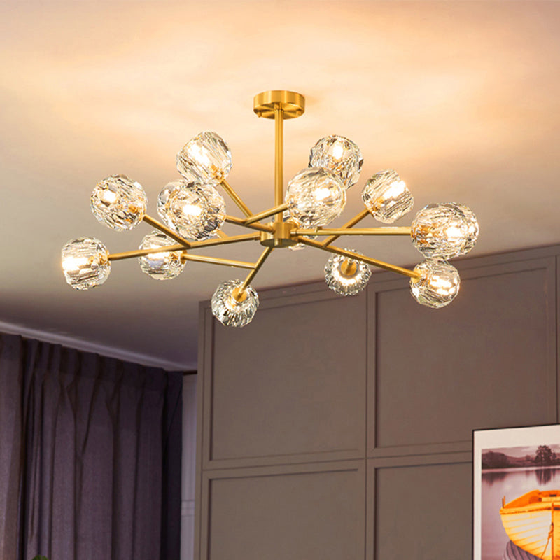Postmodern Style Chandelier Brass Tree Branch Pendant Light with Crystal Ball Shade Clearhalo 'Ceiling Lights' 'Chandeliers' 'Modern Chandeliers' 'Modern' Lighting' 2327437