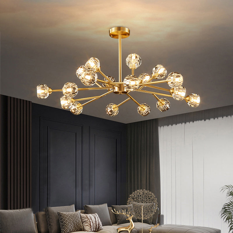 Postmodern Style Chandelier Brass Tree Branch Pendant Light with Crystal Ball Shade Clearhalo 'Ceiling Lights' 'Chandeliers' 'Modern Chandeliers' 'Modern' Lighting' 2327439
