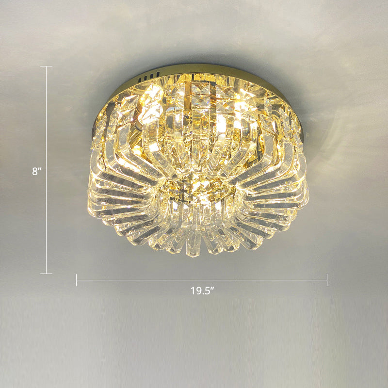 Gold Round Ceiling Mounted Fixture Minimalist Crystal Flush Mount Lamp for Living Room Gold 19.5" Clearhalo 'Ceiling Lights' 'Close To Ceiling Lights' 'Close to ceiling' 'Flush mount' Lighting' 2327627