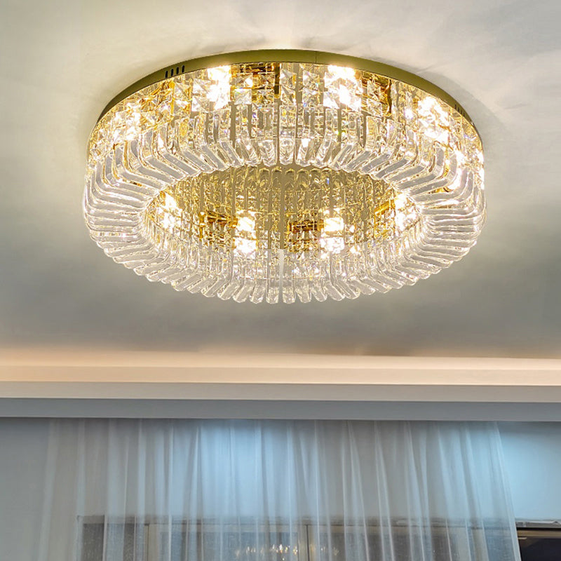 Gold Round Ceiling Mounted Fixture Minimalist Crystal Flush Mount Lamp for Living Room Clearhalo 'Ceiling Lights' 'Close To Ceiling Lights' 'Close to ceiling' 'Flush mount' Lighting' 2327629