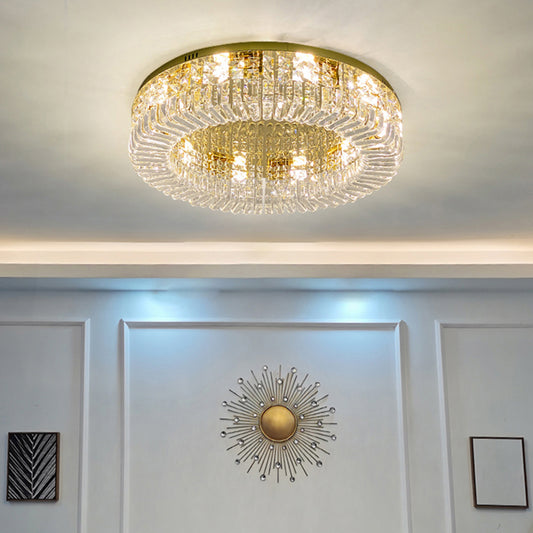 Gold Round Ceiling Mounted Fixture Minimalist Crystal Flush Mount Lamp for Living Room Clearhalo 'Ceiling Lights' 'Close To Ceiling Lights' 'Close to ceiling' 'Flush mount' Lighting' 2327630
