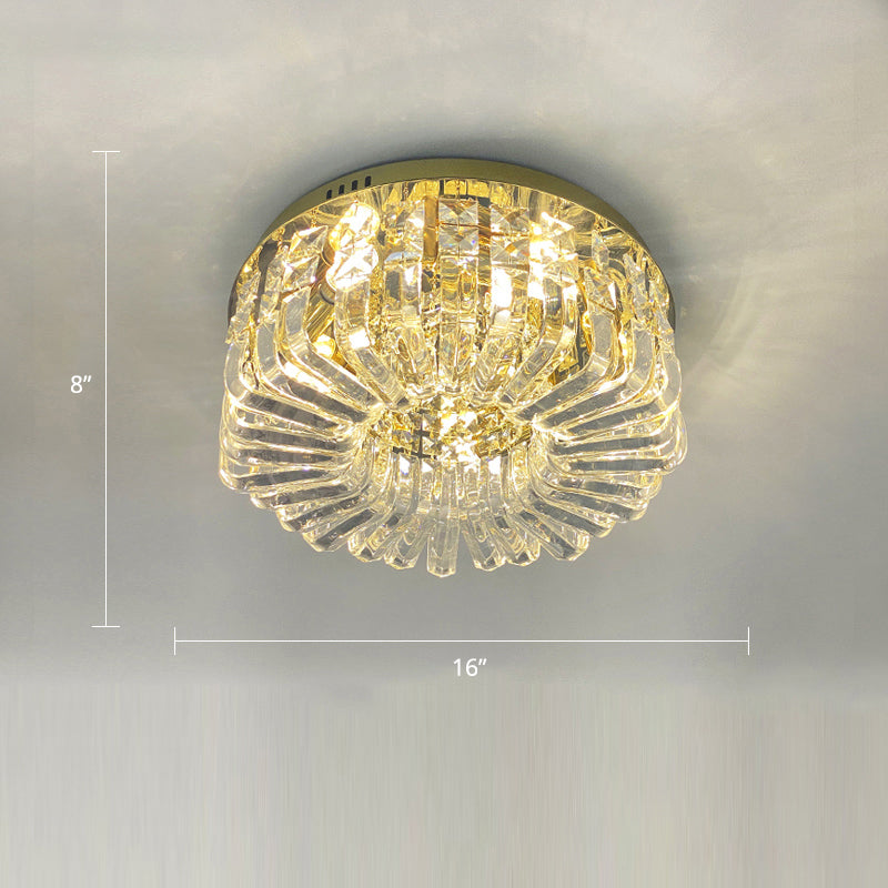 Gold Round Ceiling Mounted Fixture Minimalist Crystal Flush Mount Lamp for Living Room Gold 16" Clearhalo 'Ceiling Lights' 'Close To Ceiling Lights' 'Close to ceiling' 'Flush mount' Lighting' 2327631