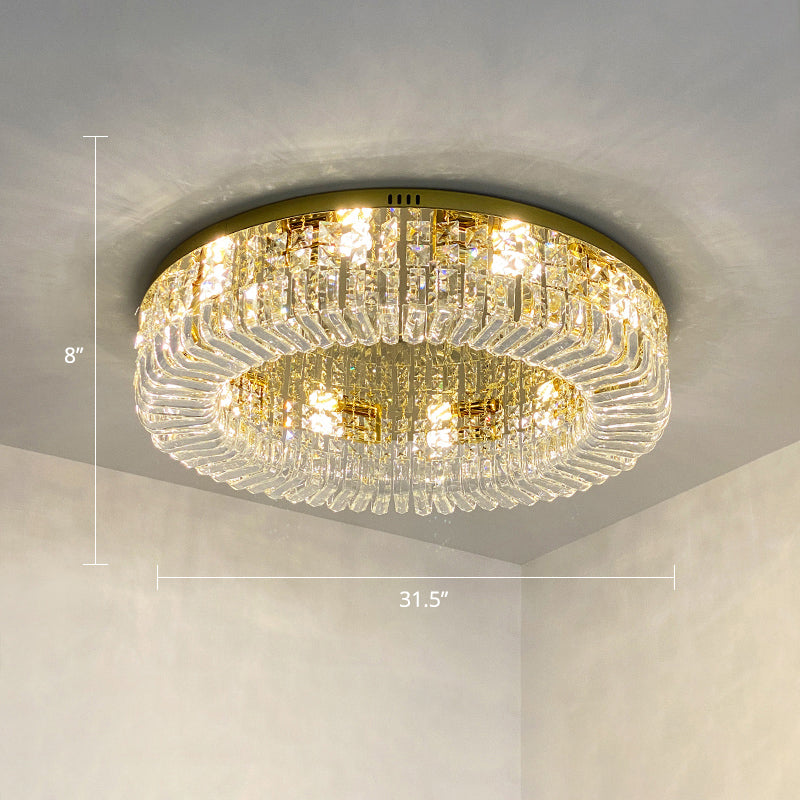 Gold Round Ceiling Mounted Fixture Minimalist Crystal Flush Mount Lamp for Living Room Gold 31.5" Clearhalo 'Ceiling Lights' 'Close To Ceiling Lights' 'Close to ceiling' 'Flush mount' Lighting' 2327632