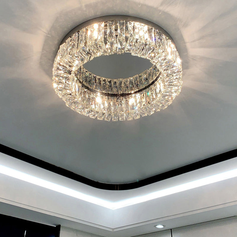 Beveled Cut Crystal Ring Flush Light Fixture Simple Style Flush Mount Ceiling Light for Bedroom Clearhalo 'Ceiling Lights' 'Close To Ceiling Lights' 'Close to ceiling' 'Flush mount' Lighting' 2327633