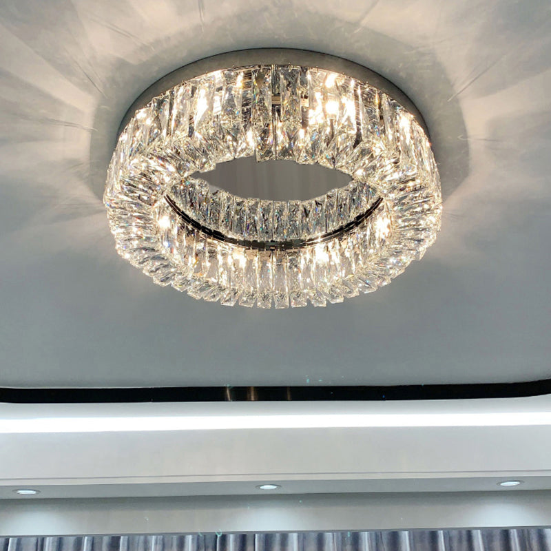 Beveled Cut Crystal Ring Flush Light Fixture Simple Style Flush Mount Ceiling Light for Bedroom Clearhalo 'Ceiling Lights' 'Close To Ceiling Lights' 'Close to ceiling' 'Flush mount' Lighting' 2327638