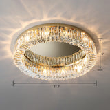 Beveled Cut Crystal Ring Flush Light Fixture Simple Style Flush Mount Ceiling Light for Bedroom Gold 31.5" Clearhalo 'Ceiling Lights' 'Close To Ceiling Lights' 'Close to ceiling' 'Flush mount' Lighting' 2327641