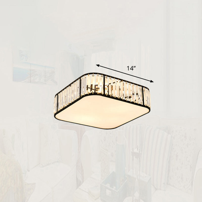 Bedroom Flush Mount Ceiling Light Minimalism Flush Light with Square Crystal Shade Black 14" Clearhalo 'Ceiling Lights' 'Close To Ceiling Lights' 'Close to ceiling' 'Flush mount' Lighting' 2327670