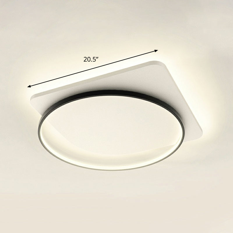 Acrylic Loop Shaped Ceiling Mount Lamp Simplicity LED Flush-Mount Light Fixture for Aisle Black 20.5" Remote Control Stepless Dimming Clearhalo 'Ceiling Lights' 'Close To Ceiling Lights' 'Close to ceiling' 'Flush mount' Lighting' 2327726