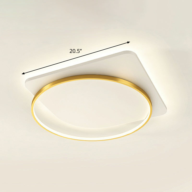 Acrylic Loop Shaped Ceiling Mount Lamp Simplicity LED Flush-Mount Light Fixture for Aisle Gold 20.5" Remote Control Stepless Dimming Clearhalo 'Ceiling Lights' 'Close To Ceiling Lights' 'Close to ceiling' 'Flush mount' Lighting' 2327732