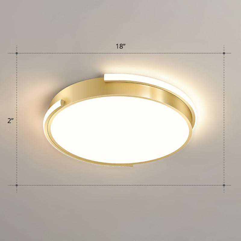 Metallic Geometric Shape Ceiling Lamp Minimalistic Brushed Gold LED Flush Mount Light Gold Remote Control Stepless Dimming Round Clearhalo 'Ceiling Lights' 'Close To Ceiling Lights' 'Close to ceiling' 'Flush mount' Lighting' 2327737