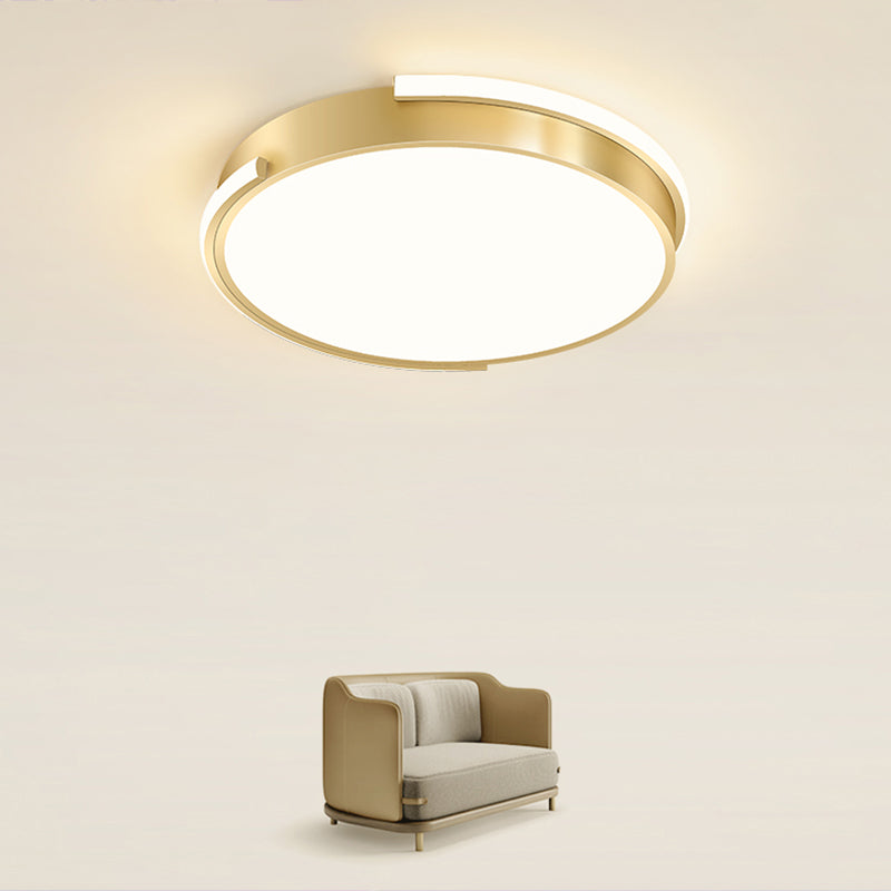 Metallic Geometric Shape Ceiling Lamp Minimalistic Brushed Gold LED Flush Mount Light Clearhalo 'Ceiling Lights' 'Close To Ceiling Lights' 'Close to ceiling' 'Flush mount' Lighting' 2327739