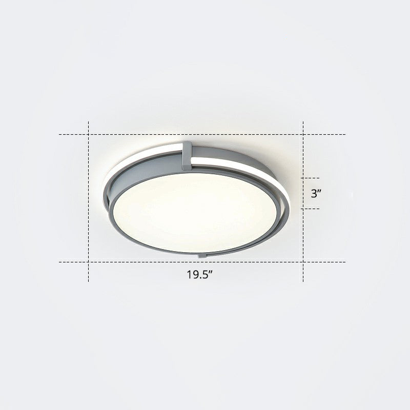 Nordic Circle LED Flush Mount Fixture Metal Corridor Ceiling Mount Light with Acrylic Diffuser Grey 19.5" Warm Clearhalo 'Ceiling Lights' 'Close To Ceiling Lights' 'Close to ceiling' 'Flush mount' Lighting' 2327748