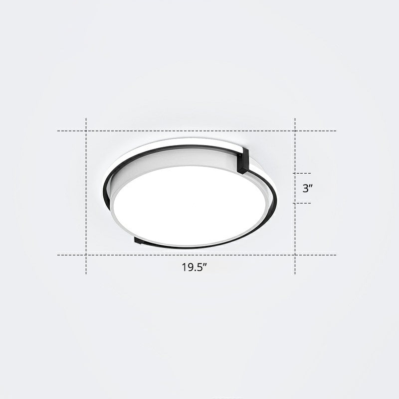 Nordic Circle LED Flush Mount Fixture Metal Corridor Ceiling Mount Light with Acrylic Diffuser Black 19.5" White Clearhalo 'Ceiling Lights' 'Close To Ceiling Lights' 'Close to ceiling' 'Flush mount' Lighting' 2327758