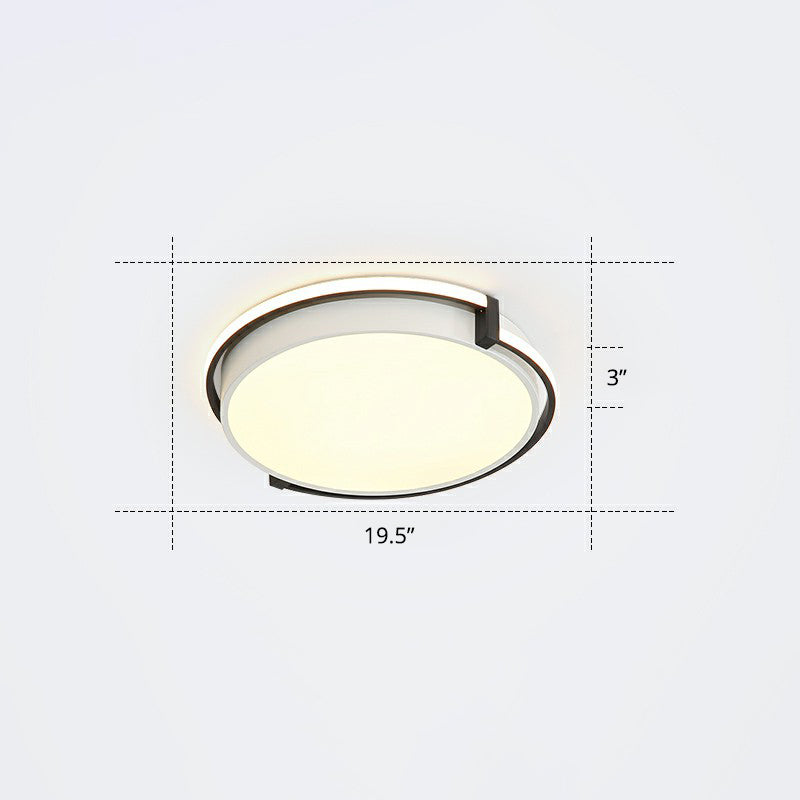 Nordic Circle LED Flush Mount Fixture Metal Corridor Ceiling Mount Light with Acrylic Diffuser Black 19.5" Warm Clearhalo 'Ceiling Lights' 'Close To Ceiling Lights' 'Close to ceiling' 'Flush mount' Lighting' 2327759