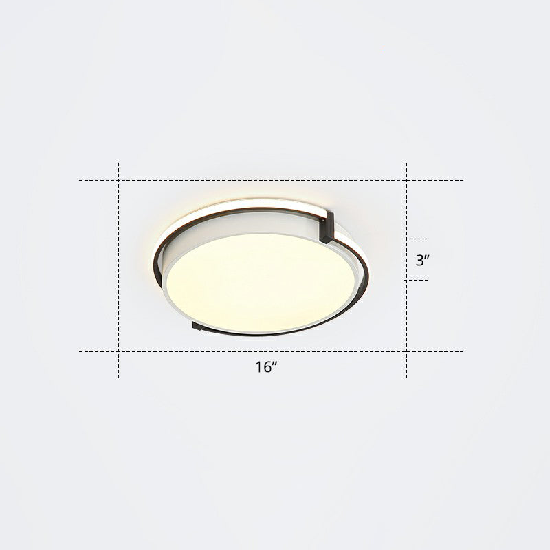 Nordic Circle LED Flush Mount Fixture Metal Corridor Ceiling Mount Light with Acrylic Diffuser Black 16" Warm Clearhalo 'Ceiling Lights' 'Close To Ceiling Lights' 'Close to ceiling' 'Flush mount' Lighting' 2327760