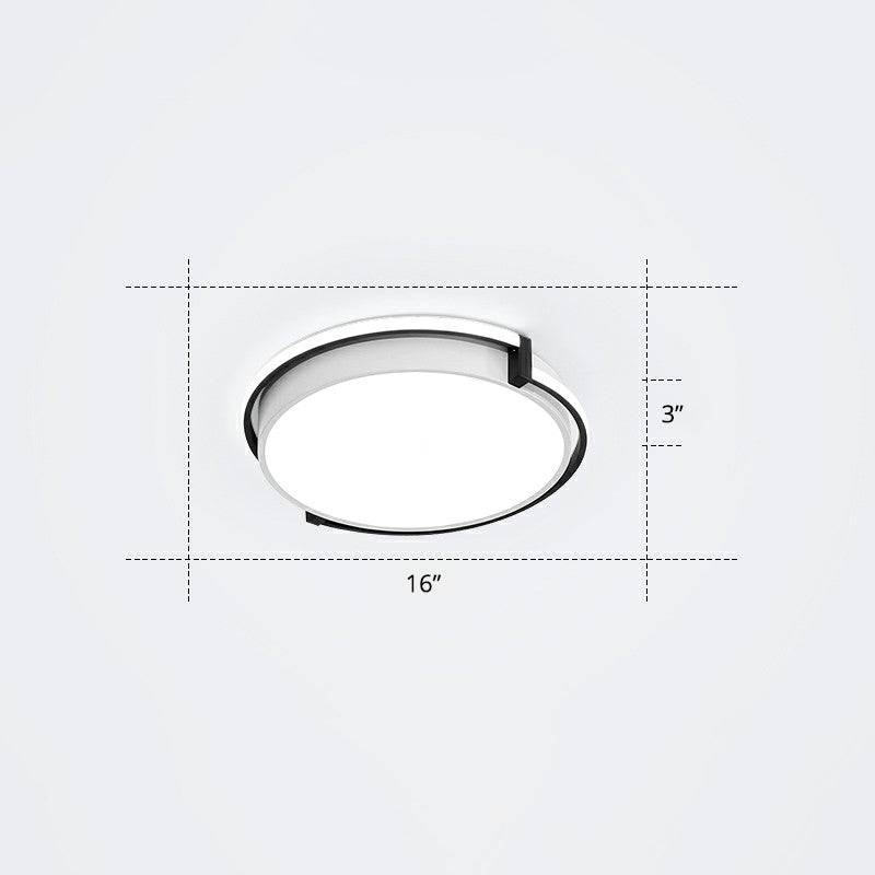 Nordic Circle LED Flush Mount Fixture Metal Corridor Ceiling Mount Light with Acrylic Diffuser Black 16" White Clearhalo 'Ceiling Lights' 'Close To Ceiling Lights' 'Close to ceiling' 'Flush mount' Lighting' 2327761