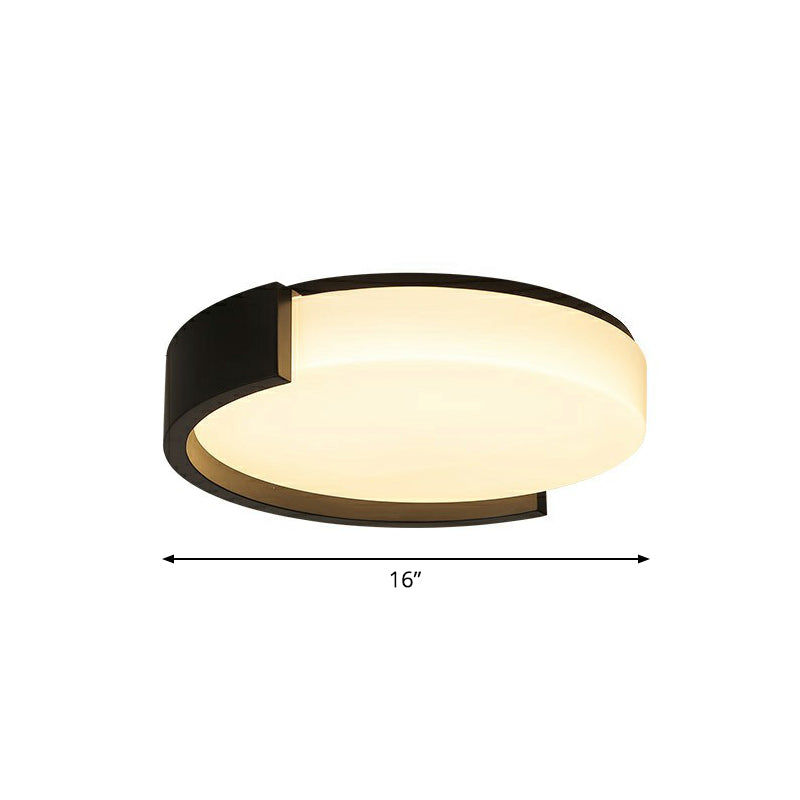 Round Acrylic Ceiling Lighting Simplicity LED Flush-Mount Light Fixture for Bedroom Black 16" Third Gear Clearhalo 'Ceiling Lights' 'Close To Ceiling Lights' 'Close to ceiling' 'Flush mount' Lighting' 2327770