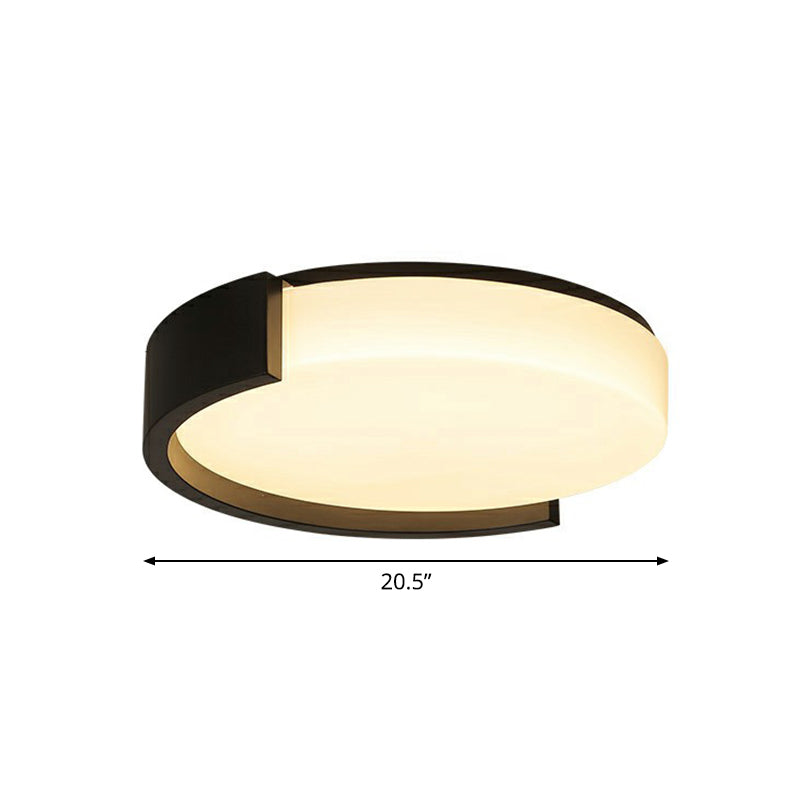 Round Acrylic Ceiling Lighting Simplicity LED Flush-Mount Light Fixture for Bedroom Black 20.5" Third Gear Clearhalo 'Ceiling Lights' 'Close To Ceiling Lights' 'Close to ceiling' 'Flush mount' Lighting' 2327771