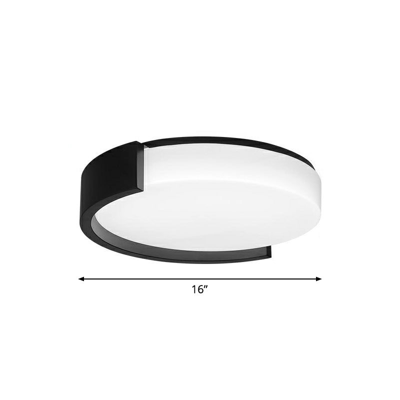 Round Acrylic Ceiling Lighting Simplicity LED Flush-Mount Light Fixture for Bedroom Black 16" White Clearhalo 'Ceiling Lights' 'Close To Ceiling Lights' 'Close to ceiling' 'Flush mount' Lighting' 2327773