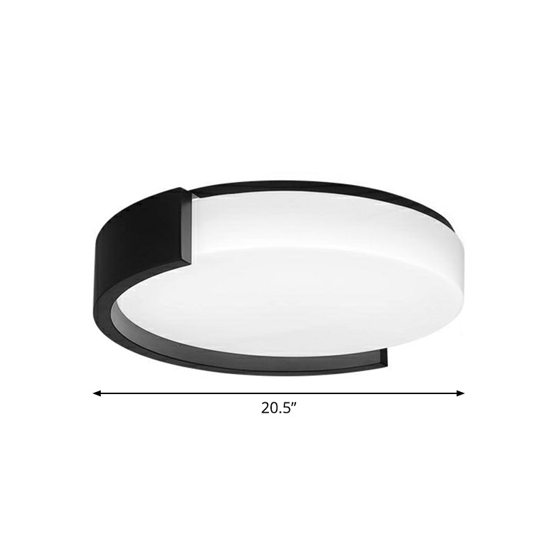 Round Acrylic Ceiling Lighting Simplicity LED Flush-Mount Light Fixture for Bedroom Black 20.5" White Clearhalo 'Ceiling Lights' 'Close To Ceiling Lights' 'Close to ceiling' 'Flush mount' Lighting' 2327775