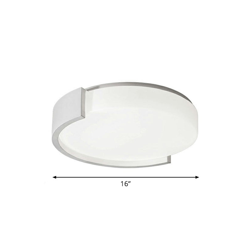 Round Acrylic Ceiling Lighting Simplicity LED Flush-Mount Light Fixture for Bedroom White 16" White Clearhalo 'Ceiling Lights' 'Close To Ceiling Lights' 'Close to ceiling' 'Flush mount' Lighting' 2327777