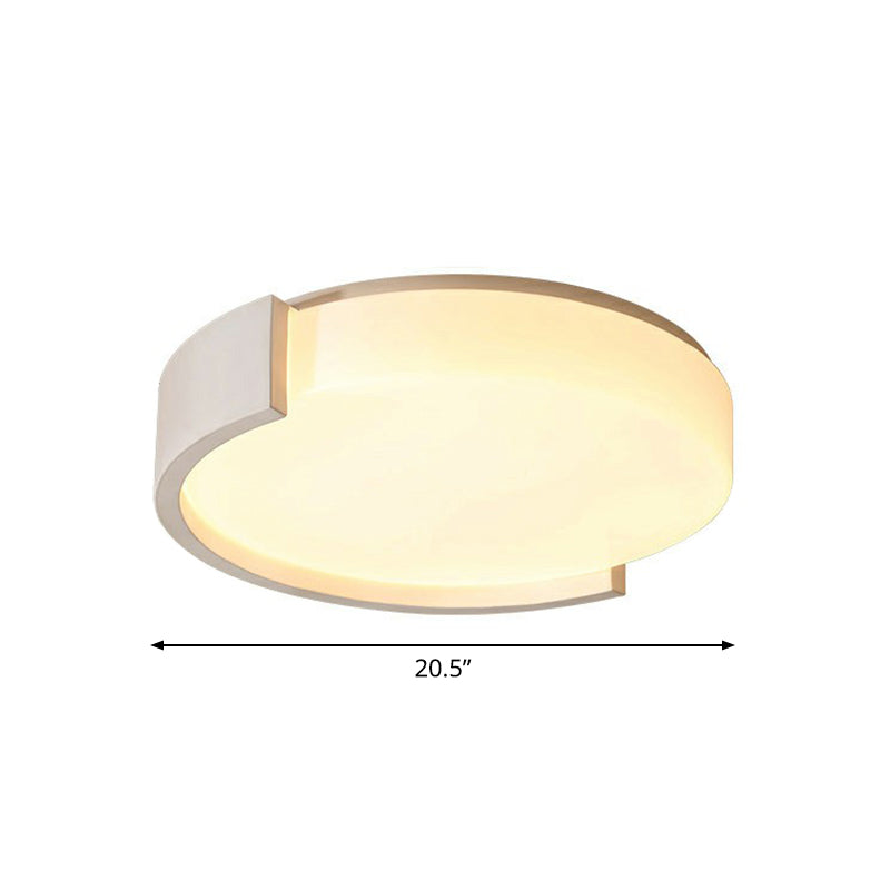 Round Acrylic Ceiling Lighting Simplicity LED Flush-Mount Light Fixture for Bedroom White 20.5" Third Gear Clearhalo 'Ceiling Lights' 'Close To Ceiling Lights' 'Close to ceiling' 'Flush mount' Lighting' 2327778