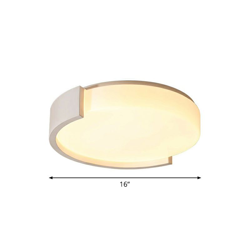 Round Acrylic Ceiling Lighting Simplicity LED Flush-Mount Light Fixture for Bedroom White 16" Third Gear Clearhalo 'Ceiling Lights' 'Close To Ceiling Lights' 'Close to ceiling' 'Flush mount' Lighting' 2327780