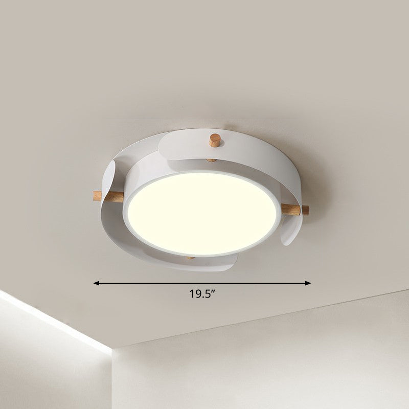 LED Round Flush Mount Lighting Fixture Minimalist Metal Bedroom Ceiling Mounted Light White 19.5" Third Gear Clearhalo 'Ceiling Lights' 'Close To Ceiling Lights' 'Close to ceiling' 'Flush mount' Lighting' 2327785