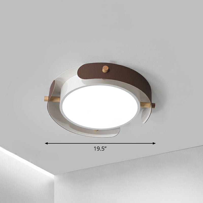 LED Round Flush Mount Lighting Fixture Minimalist Metal Bedroom Ceiling Mounted Light Brown 19.5" White Clearhalo 'Ceiling Lights' 'Close To Ceiling Lights' 'Close to ceiling' 'Flush mount' Lighting' 2327792