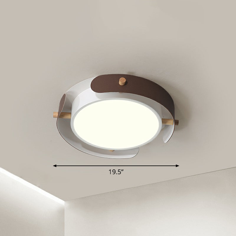 LED Round Flush Mount Lighting Fixture Minimalist Metal Bedroom Ceiling Mounted Light Brown 19.5" Third Gear Clearhalo 'Ceiling Lights' 'Close To Ceiling Lights' 'Close to ceiling' 'Flush mount' Lighting' 2327794