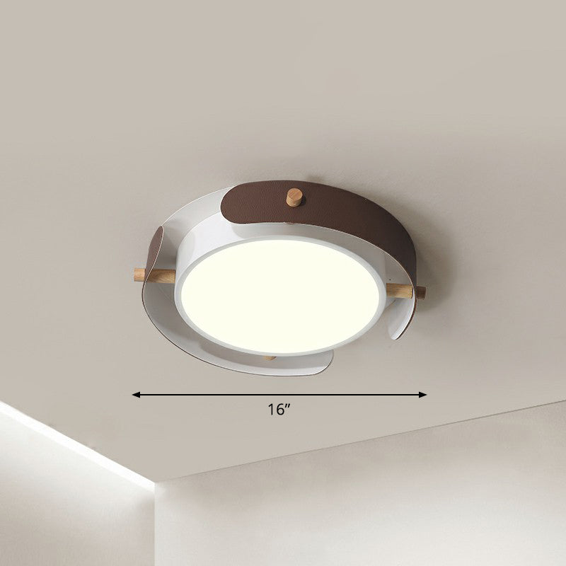 LED Round Flush Mount Lighting Fixture Minimalist Metal Bedroom Ceiling Mounted Light Brown 16" Third Gear Clearhalo 'Ceiling Lights' 'Close To Ceiling Lights' 'Close to ceiling' 'Flush mount' Lighting' 2327795