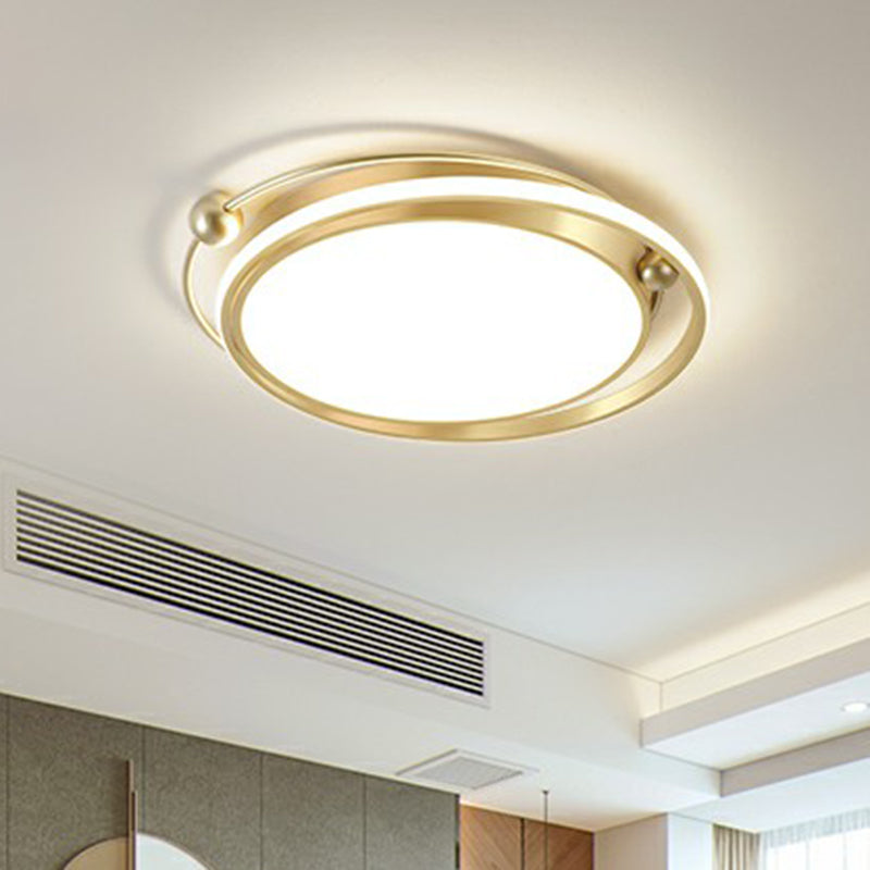 Halo Ring Flush Mount Light Fixture Modern Acrylic Bedroom LED Ceiling Light in Gold Clearhalo 'Ceiling Lights' 'Close To Ceiling Lights' 'Close to ceiling' 'Flush mount' Lighting' 2327798