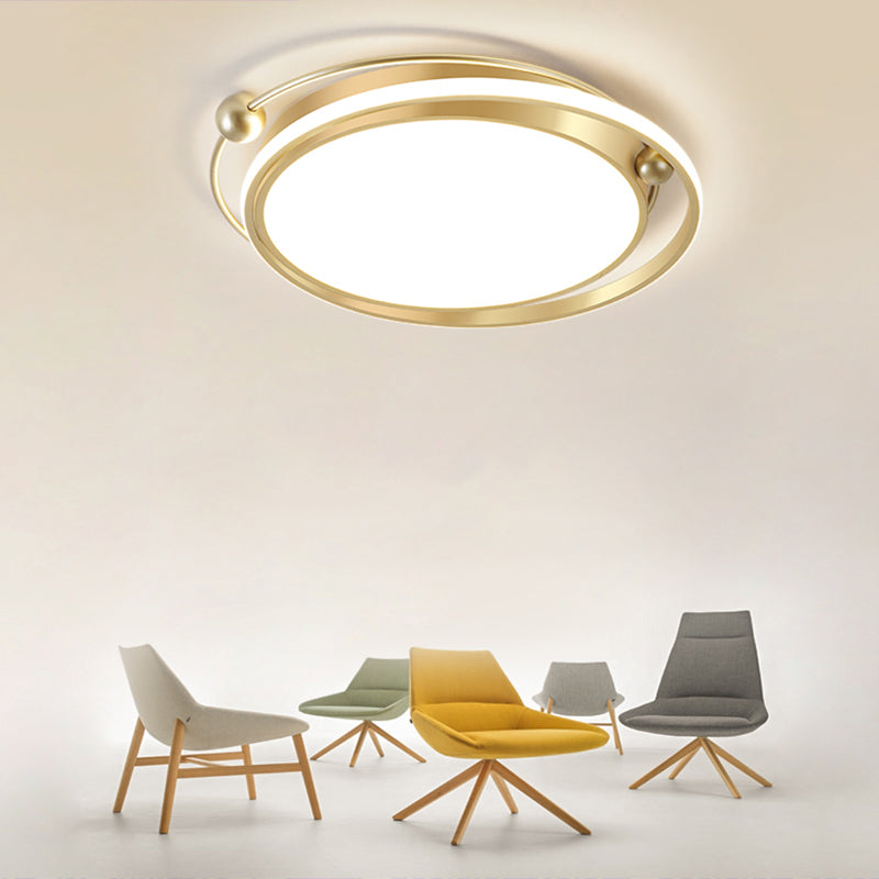 Halo Ring Flush Mount Light Fixture Modern Acrylic Bedroom LED Ceiling Light in Gold Clearhalo 'Ceiling Lights' 'Close To Ceiling Lights' 'Close to ceiling' 'Flush mount' Lighting' 2327801