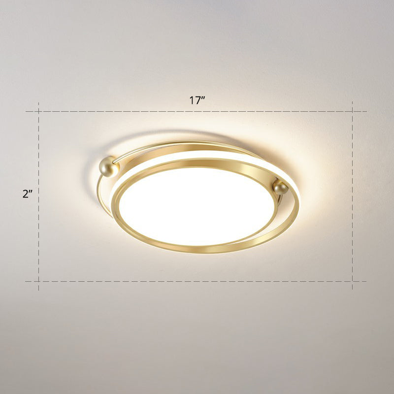 Halo Ring Flush Mount Light Fixture Modern Acrylic Bedroom LED Ceiling Light in Gold Gold 17" Warm Clearhalo 'Ceiling Lights' 'Close To Ceiling Lights' 'Close to ceiling' 'Flush mount' Lighting' 2327802