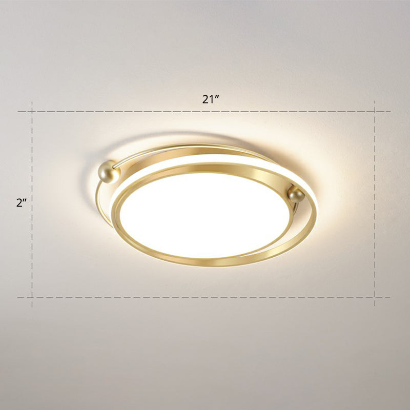 Halo Ring Flush Mount Light Fixture Modern Acrylic Bedroom LED Ceiling Light in Gold Gold 21" Warm Clearhalo 'Ceiling Lights' 'Close To Ceiling Lights' 'Close to ceiling' 'Flush mount' Lighting' 2327808