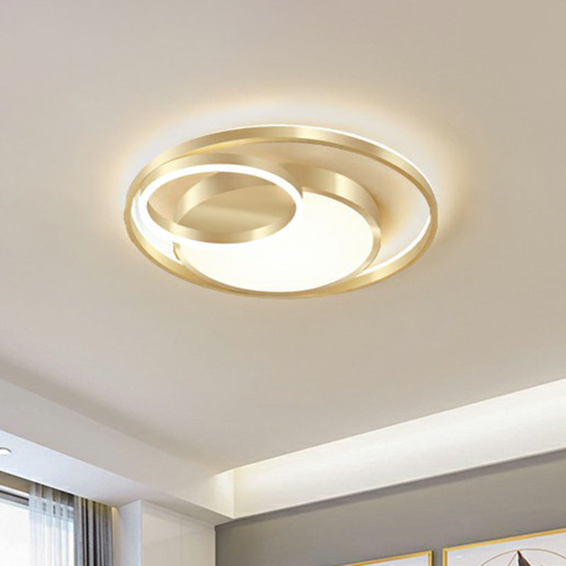 Round Metal LED Flush Mount Light Minimalist Gold Finish Ceiling Lighting for Bedroom Clearhalo 'Ceiling Lights' 'Close To Ceiling Lights' 'Close to ceiling' 'Flush mount' Lighting' 2327826