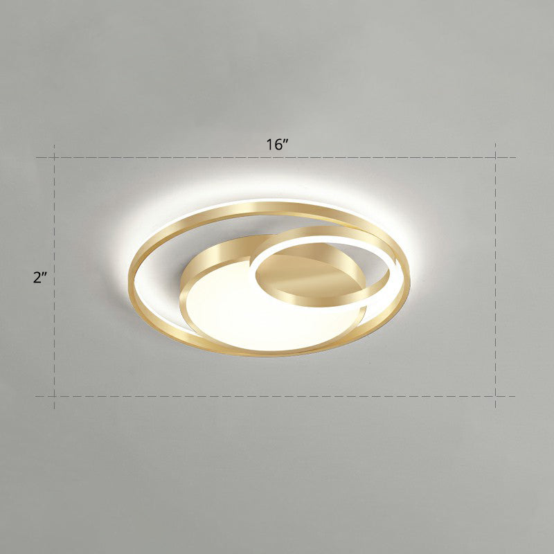 Round Metal LED Flush Mount Light Minimalist Gold Finish Ceiling Lighting for Bedroom Gold 16" White Clearhalo 'Ceiling Lights' 'Close To Ceiling Lights' 'Close to ceiling' 'Flush mount' Lighting' 2327827