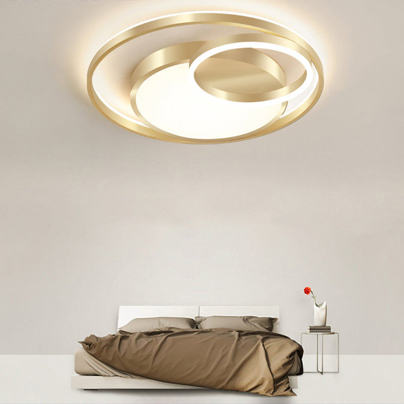 Round Metal LED Flush Mount Light Minimalist Gold Finish Ceiling Lighting for Bedroom Clearhalo 'Ceiling Lights' 'Close To Ceiling Lights' 'Close to ceiling' 'Flush mount' Lighting' 2327829