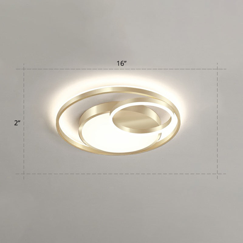 Round Metal LED Flush Mount Light Minimalist Gold Finish Ceiling Lighting for Bedroom Gold 16" Remote Control Stepless Dimming Clearhalo 'Ceiling Lights' 'Close To Ceiling Lights' 'Close to ceiling' 'Flush mount' Lighting' 2327830