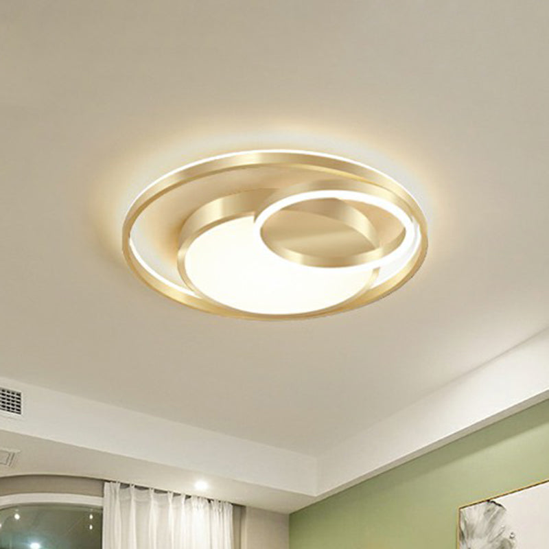 Round Metal LED Flush Mount Light Minimalist Gold Finish Ceiling Lighting for Bedroom Clearhalo 'Ceiling Lights' 'Close To Ceiling Lights' 'Close to ceiling' 'Flush mount' Lighting' 2327831