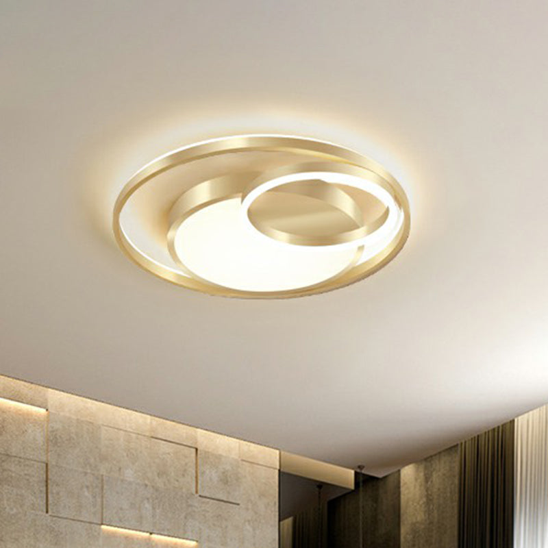 Round Metal LED Flush Mount Light Minimalist Gold Finish Ceiling Lighting for Bedroom Clearhalo 'Ceiling Lights' 'Close To Ceiling Lights' 'Close to ceiling' 'Flush mount' Lighting' 2327833