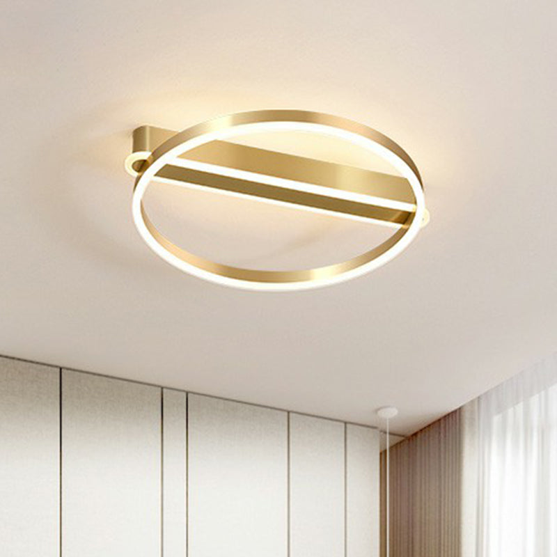 Gold O Shaped Flush Mount Fixture Minimalism Metal LED Flush Mount Ceiling Light for Bedroom Clearhalo 'Ceiling Lights' 'Close To Ceiling Lights' 'Close to ceiling' 'Flush mount' Lighting' 2327848