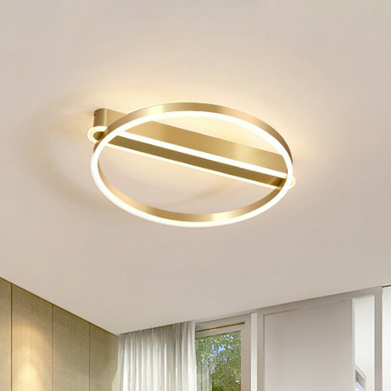 Gold O Shaped Flush Mount Fixture Minimalism Metal LED Flush Mount Ceiling Light for Bedroom Clearhalo 'Ceiling Lights' 'Close To Ceiling Lights' 'Close to ceiling' 'Flush mount' Lighting' 2327849