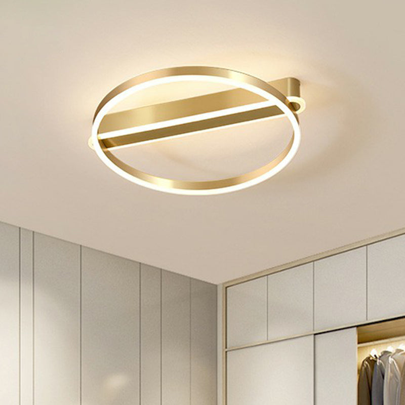 Gold O Shaped Flush Mount Fixture Minimalism Metal LED Flush Mount Ceiling Light for Bedroom Clearhalo 'Ceiling Lights' 'Close To Ceiling Lights' 'Close to ceiling' 'Flush mount' Lighting' 2327850